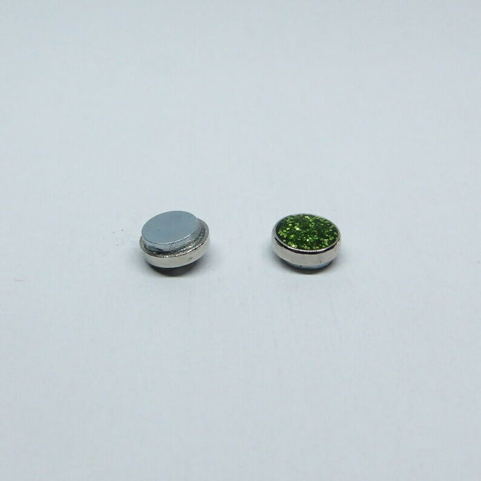 A pair of Sparkling Glitter Birthstone Charm Earrings in 12 colors Magnetic, Hypoallergenic Stud or Clip-on