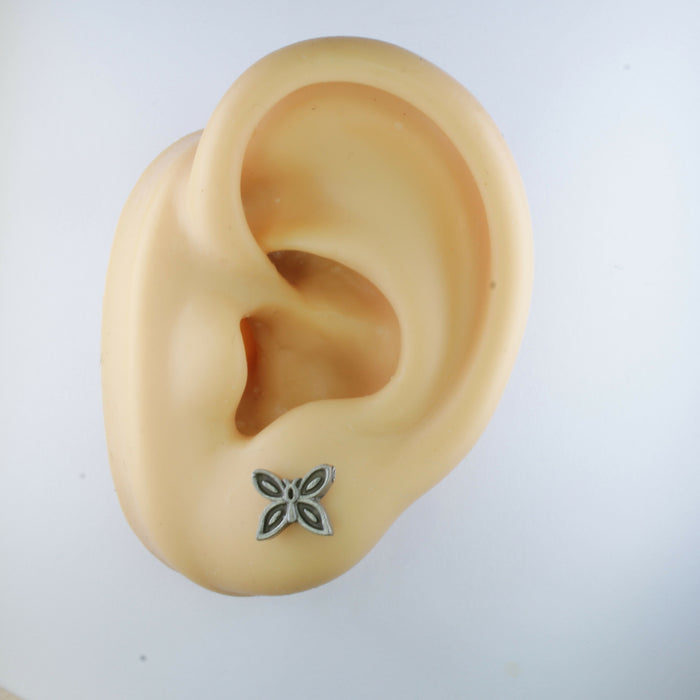 Platinum Butterfly Earrings Magnetic, Hypoallergenic Stud or Clip-on.