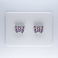 Tiny Pink with Purple Butterfly Earrings Magnetic, Hypoallergenic Stud or Clip-on.