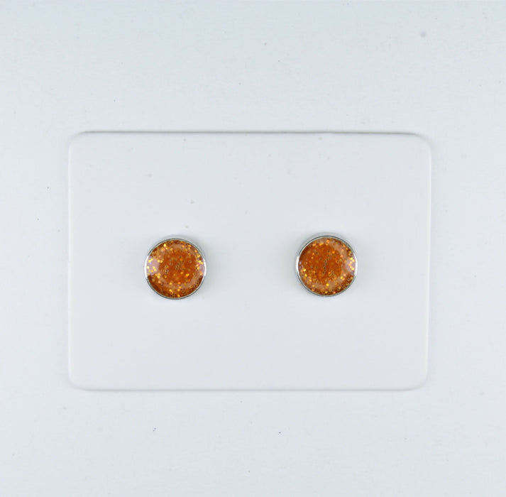 A pair of Sparkling Glitter Birthstone Charm Earrings in 12 colors Magnetic, Hypoallergenic Stud or Clip-on