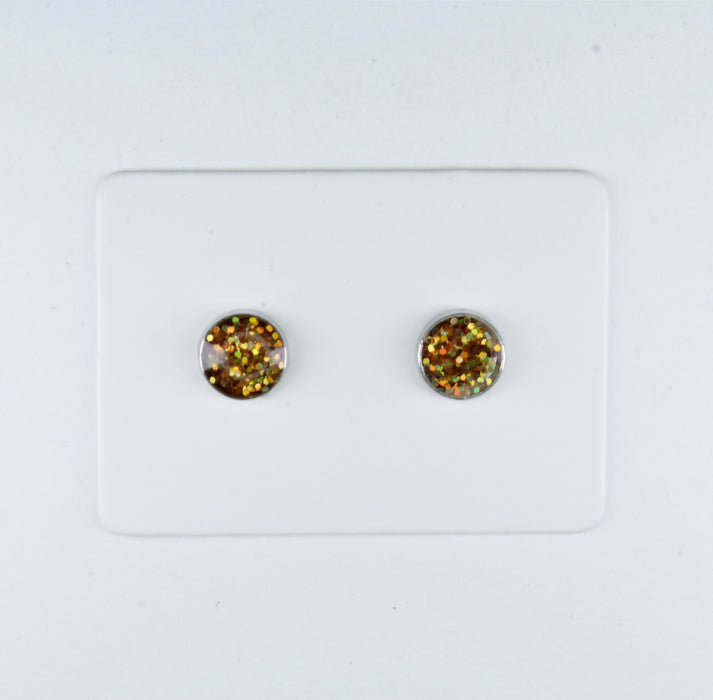 A pair of Sparkling Glitter Birthstone Charm Earrings in 12 colors Magnetic, Hypoallergenic Stud or Clip-on
