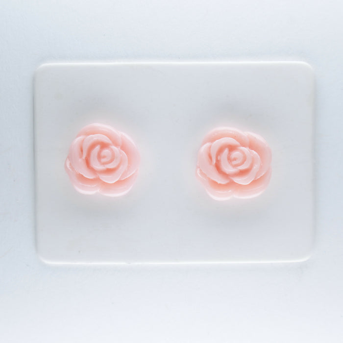 Rose Earrings: single or 6-pack, Magnetic, Hypoallergenic Surgical Steel Stud or Clip-on