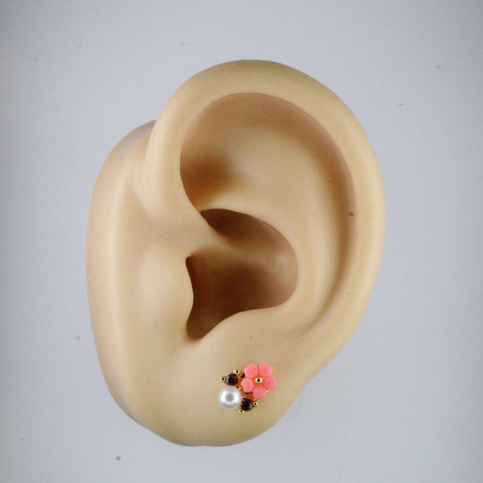 Elegant Rose Earrings single or 6-pack Magnetic, Hypoallergenic Surgical Steel Stud or Clip-on