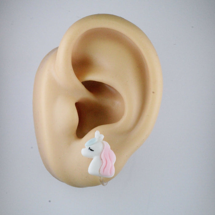 Unicorns Rainbows and Bunny Earrings Single or 6-pack Magnetic, Hypoallergenic Surgical Steel Stud or Clip-on