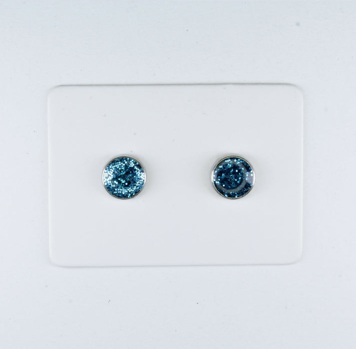 A pair of Sparkling Glitter Birthstone Charm Earrings in 12 colors Magnetic, Hypoallergenic Stud or Clip-on
