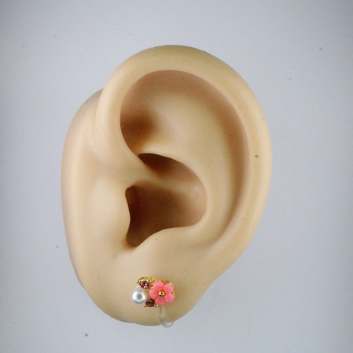 Elegant Rose Earrings single or 6-pack Magnetic, Hypoallergenic Surgical Steel Stud or Clip-on