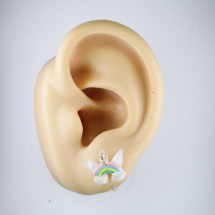 Unicorns Rainbows and Bunny Earrings Single or 6-pack Magnetic, Hypoallergenic Surgical Steel Stud or Clip-on