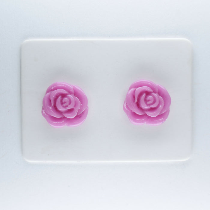 Rose Earrings: single or 6-pack, Magnetic, Hypoallergenic Surgical Steel Stud or Clip-on