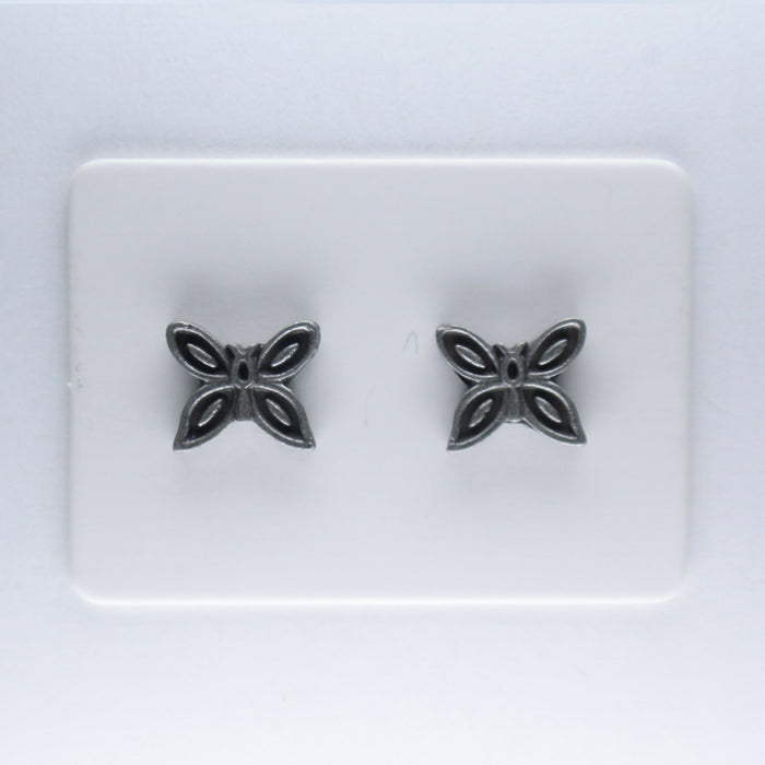 Platinum Butterfly Earrings Magnetic, Hypoallergenic Stud or Clip-on.